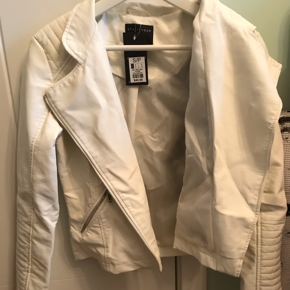 Trendy White Cropped Faux Leather Jacket - Picture 9 of 12